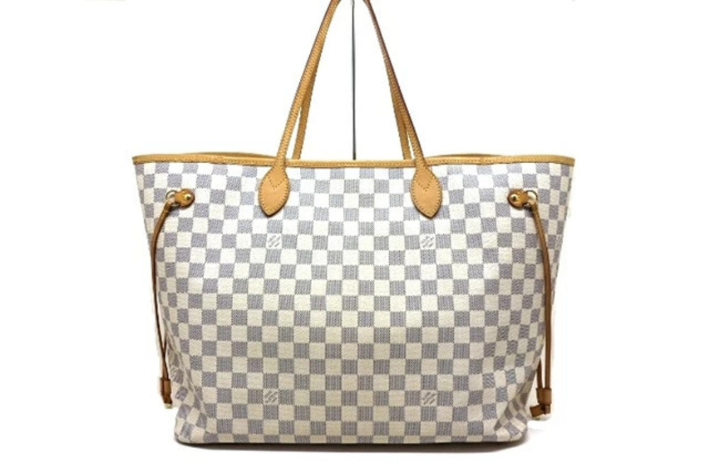 LOUIS VUITTON Neverfull Tote Bag Damier Azur White